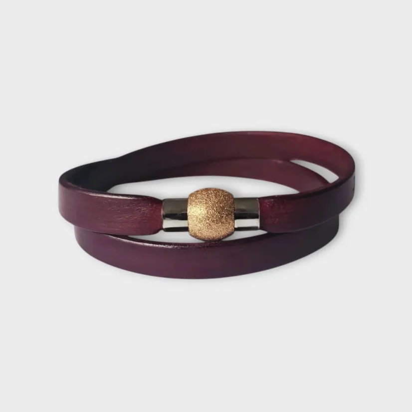 Dámský kožený náramek - Barva: tmavě modrá, Velikost: dle požadavku, Poznámka: velikost (obvod zápěstí) je nutné zadat do poznámky v objednávce